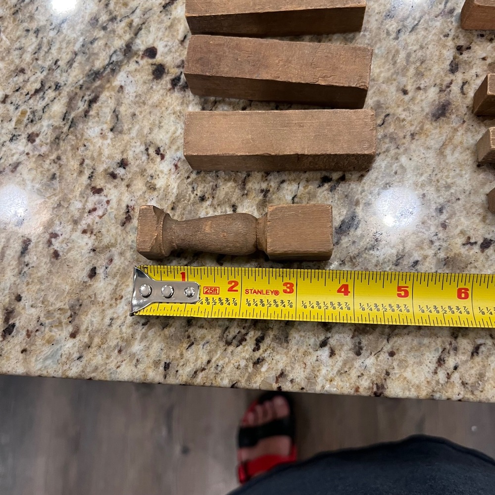 Vintage Wooden Building Blocks Set Mixed Shapes Pillars Arches Natural Wood Toy - Picture 6 of 6